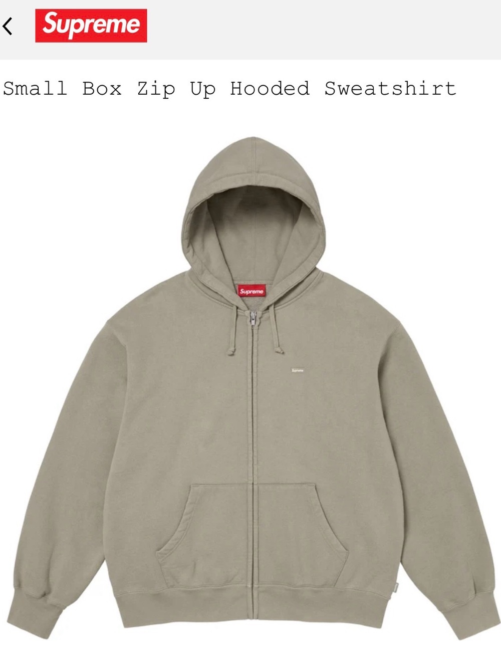 Supreme Small Box Zip Up Hooded Sweatshirt